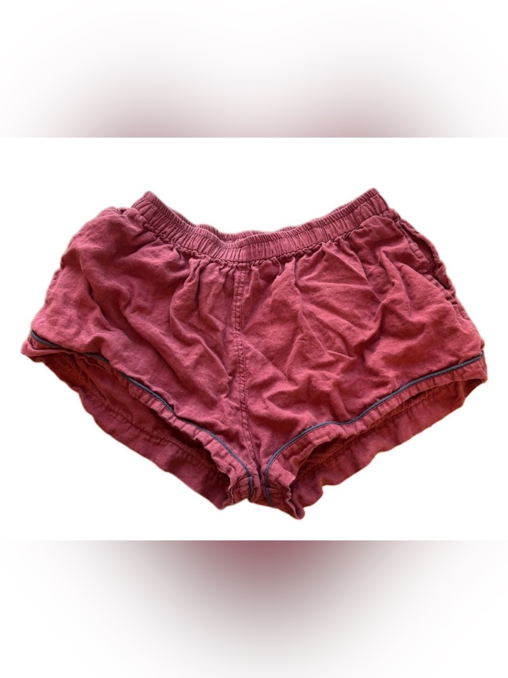 Piglet in Bed 100% Linen Maroon Red Sleep Shorts Pajamas XL